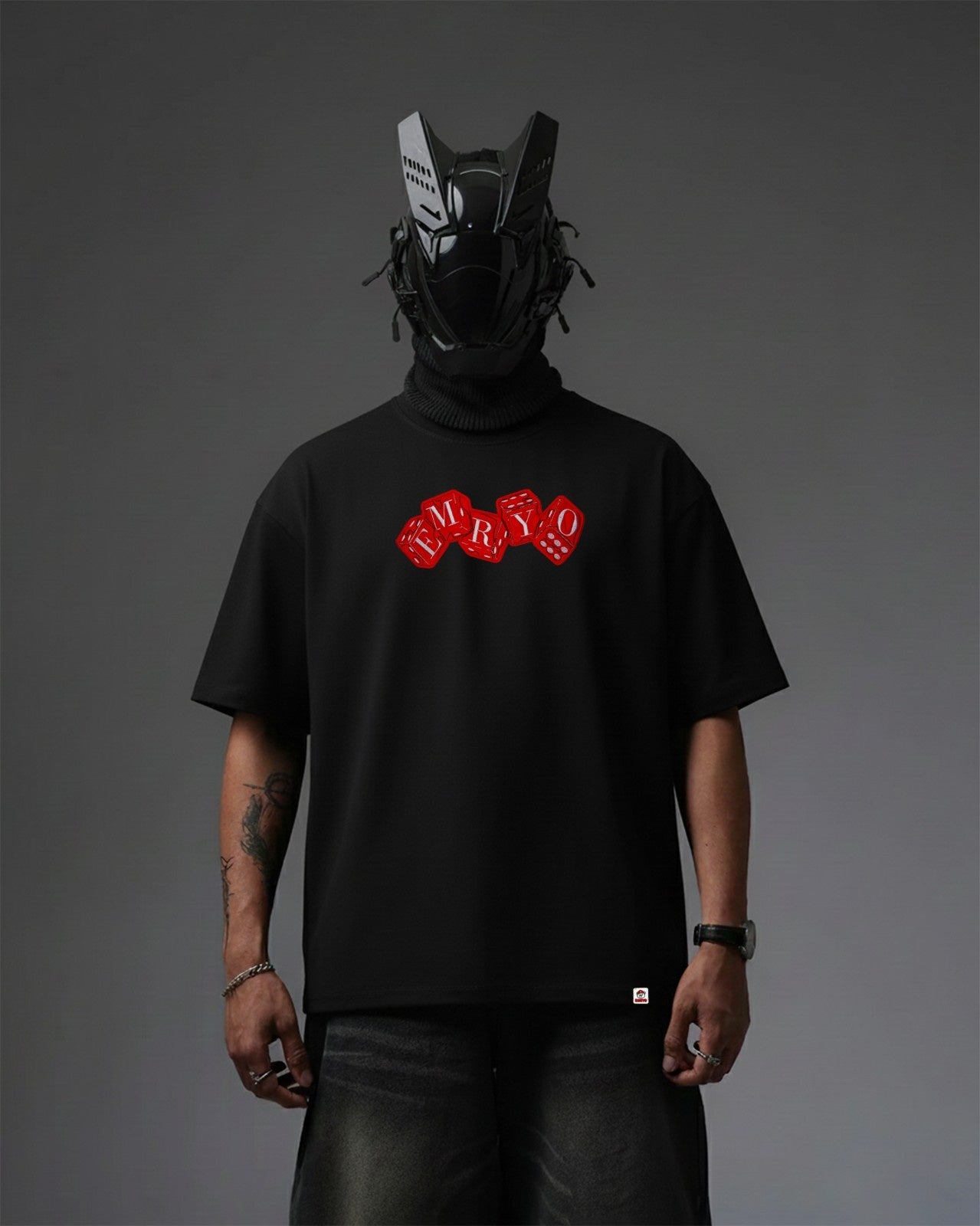 Dice Premium Leather Embroidery Over-Sized T Shirt