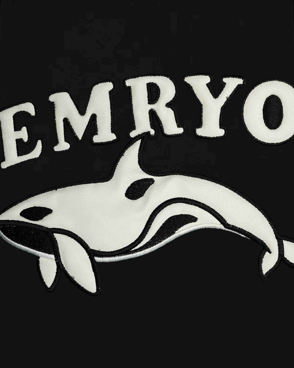 EMRYO WHALE LEATHER EMBROIDERED OVERSIZED HOODIE