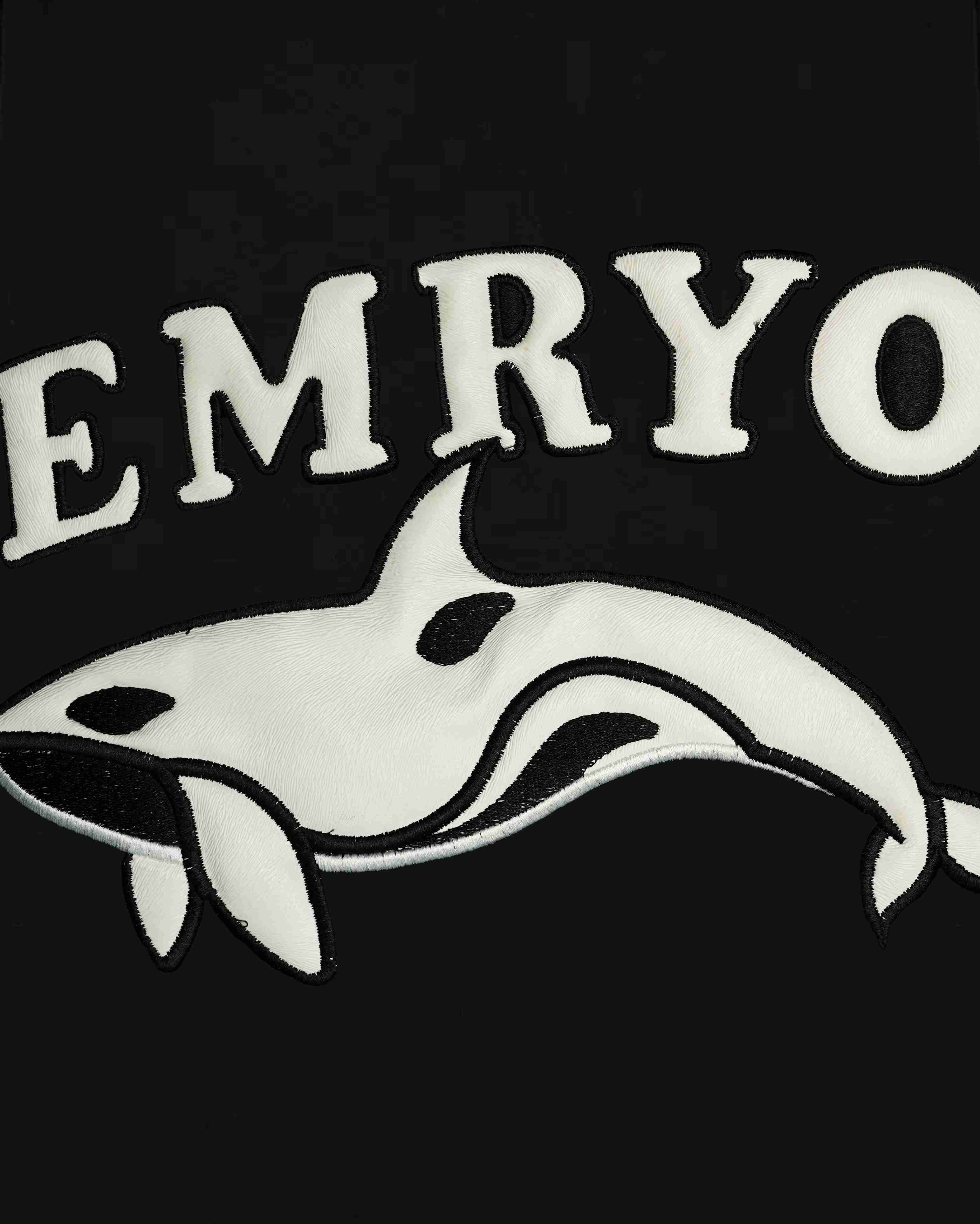 EMRYO WHALE LEATHER EMBROIDERED OVERSIZED HOODIE