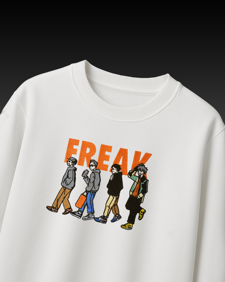FREAK FRIENDS EMBROIDERY OVER-SIZED T SHIRT