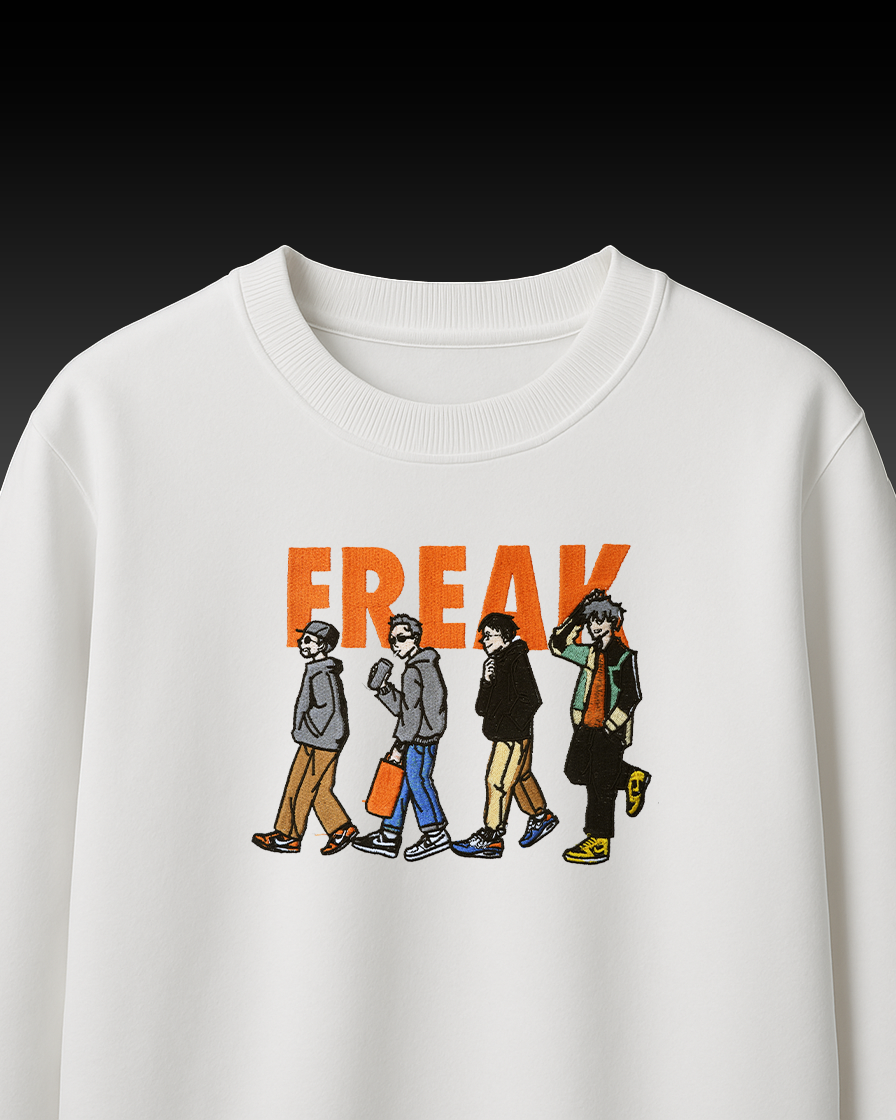 FREAK FRIENDS EMBROIDERY OVER-SIZED T SHIRT