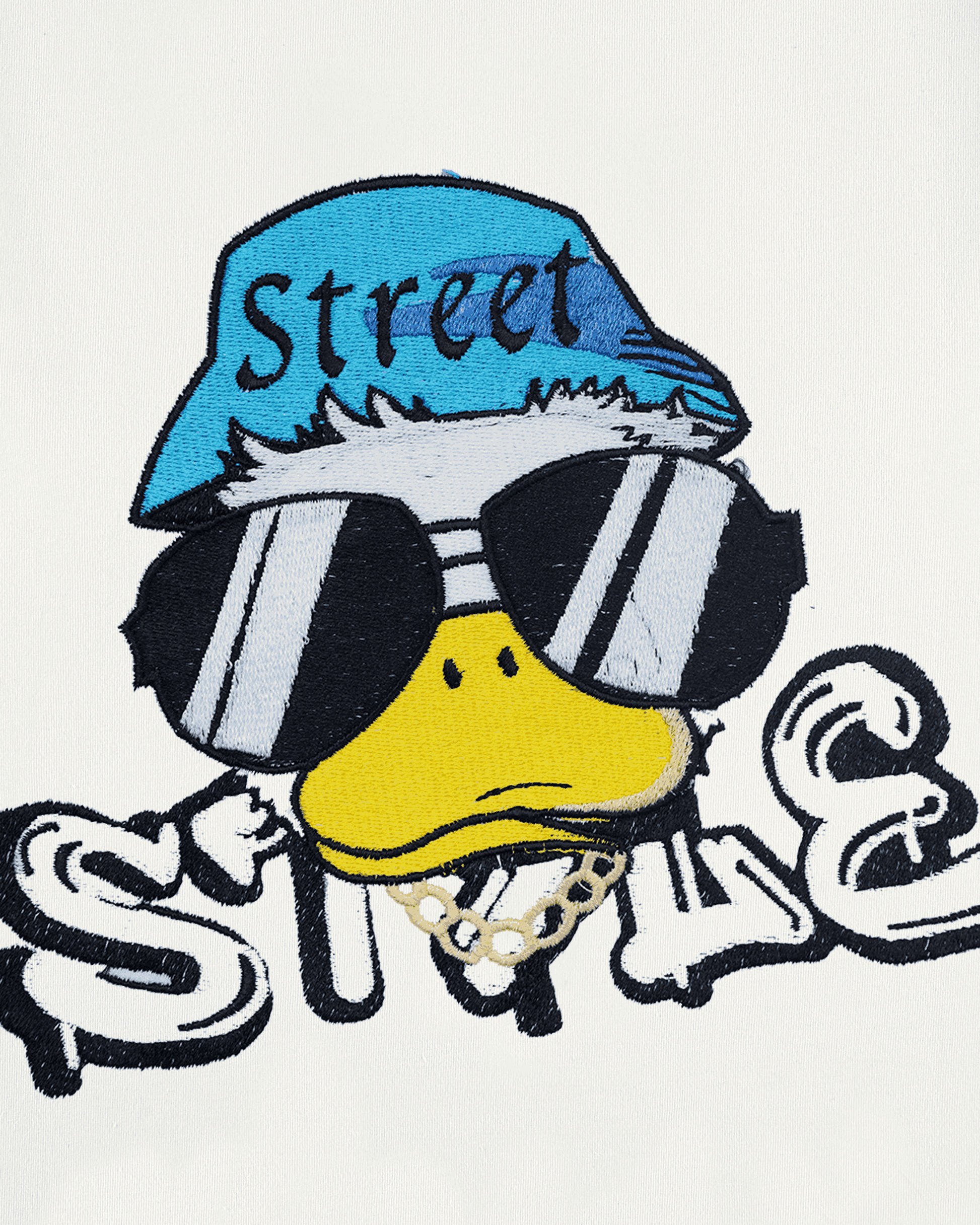 STREET STYLE DUCK EMBROIDERY OVER-SIZED T SHIRT