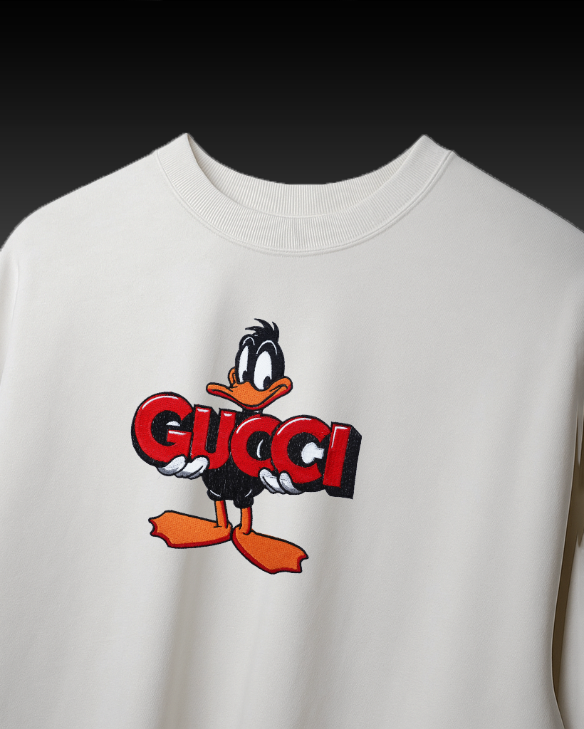 GUCI DUCK EMBROIDERY OVER-SIZED T SHIRT