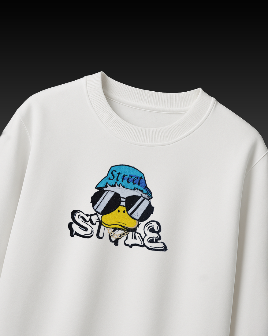 STREET STYLE DUCK EMBROIDERY OVER-SIZED T SHIRT