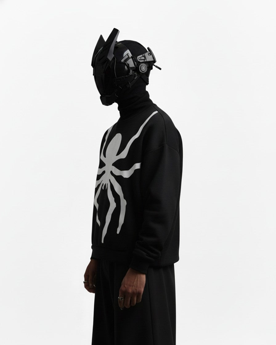 SPIDER APPLIQUE EMBROIDERY SWEATSHIRT