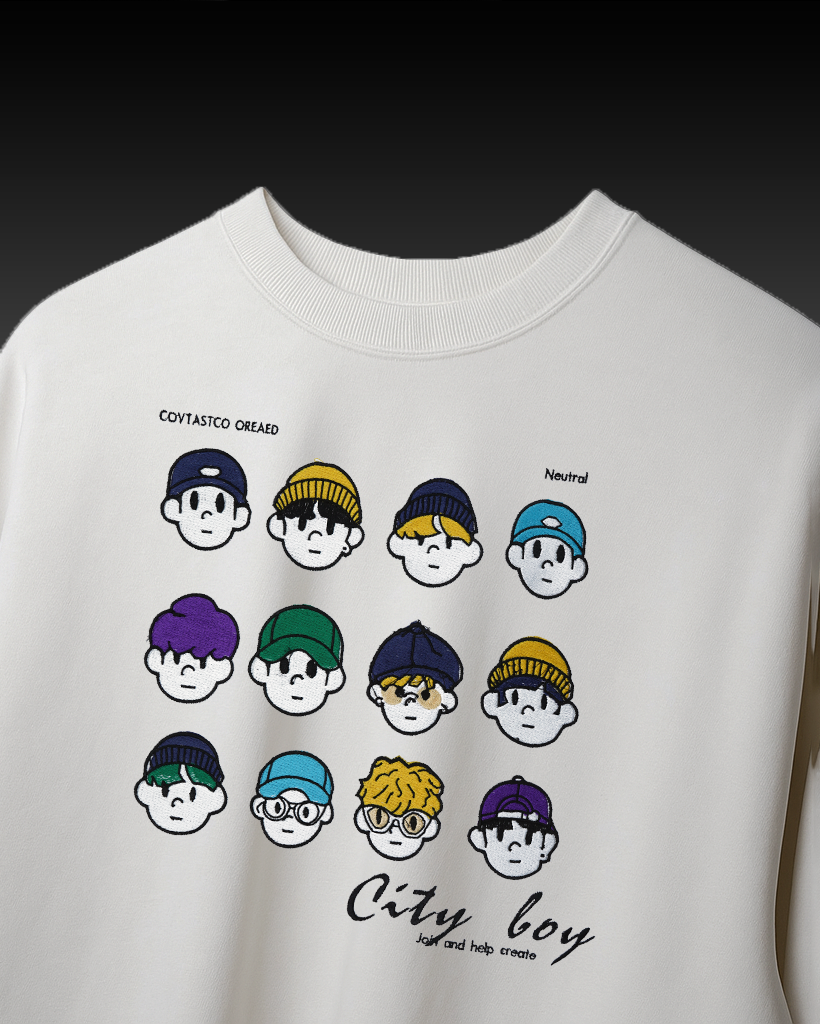 CITY BOY'S EMBROIDERY OVER-SIZED T SHIRT