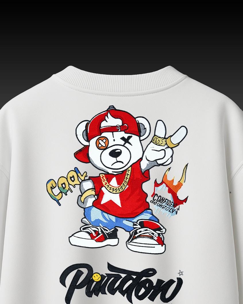 Cool Bear Embroidery Over-Sized T Shirt
