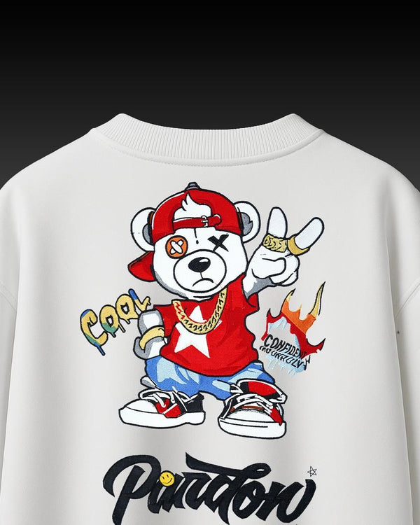 Cool Bear Embroidery Over-Sized T Shirt
