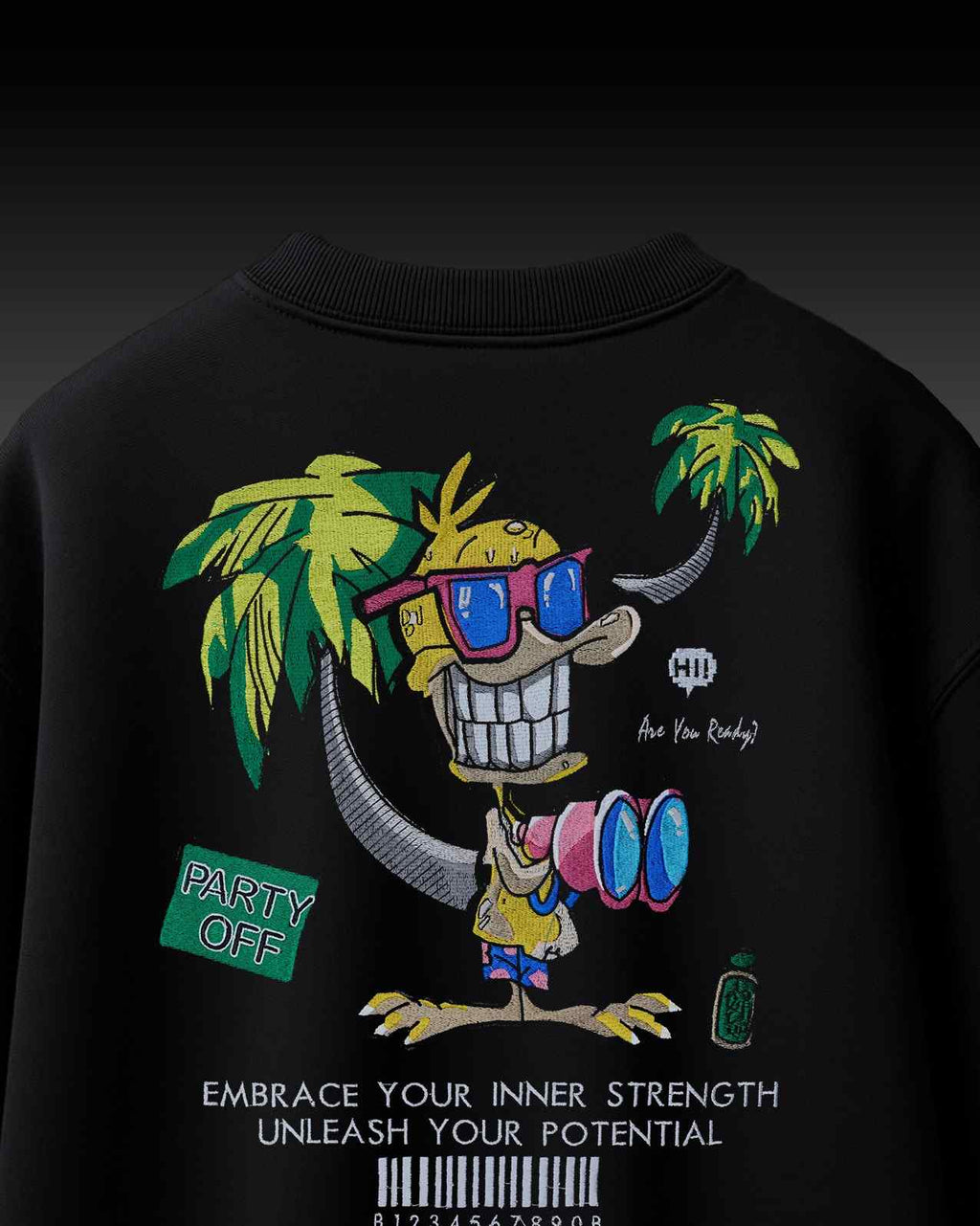 Party Off Duck Embroidery Over-Sized T Shirt