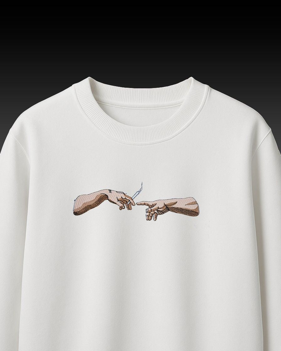 Cigar Hands Embroidery Over-Sized T Shirt
