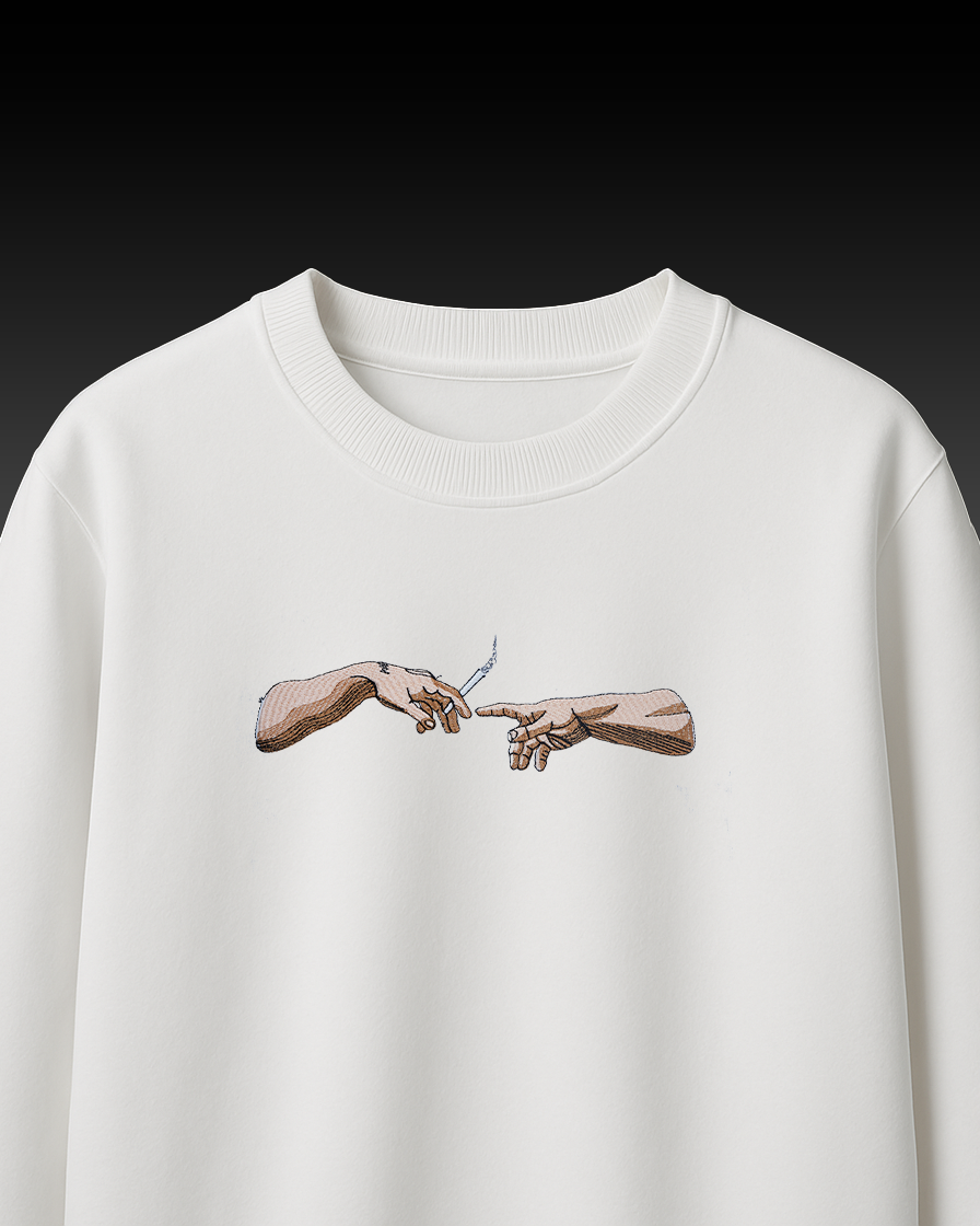 CIGAR HANDS EMBROIDERY OVER-SIZED T SHIRT