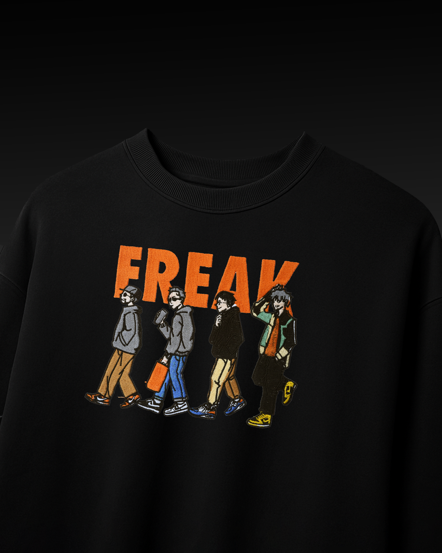 FREAK FRIENDS EMBROIDERY OVER-SIZED T SHIRT