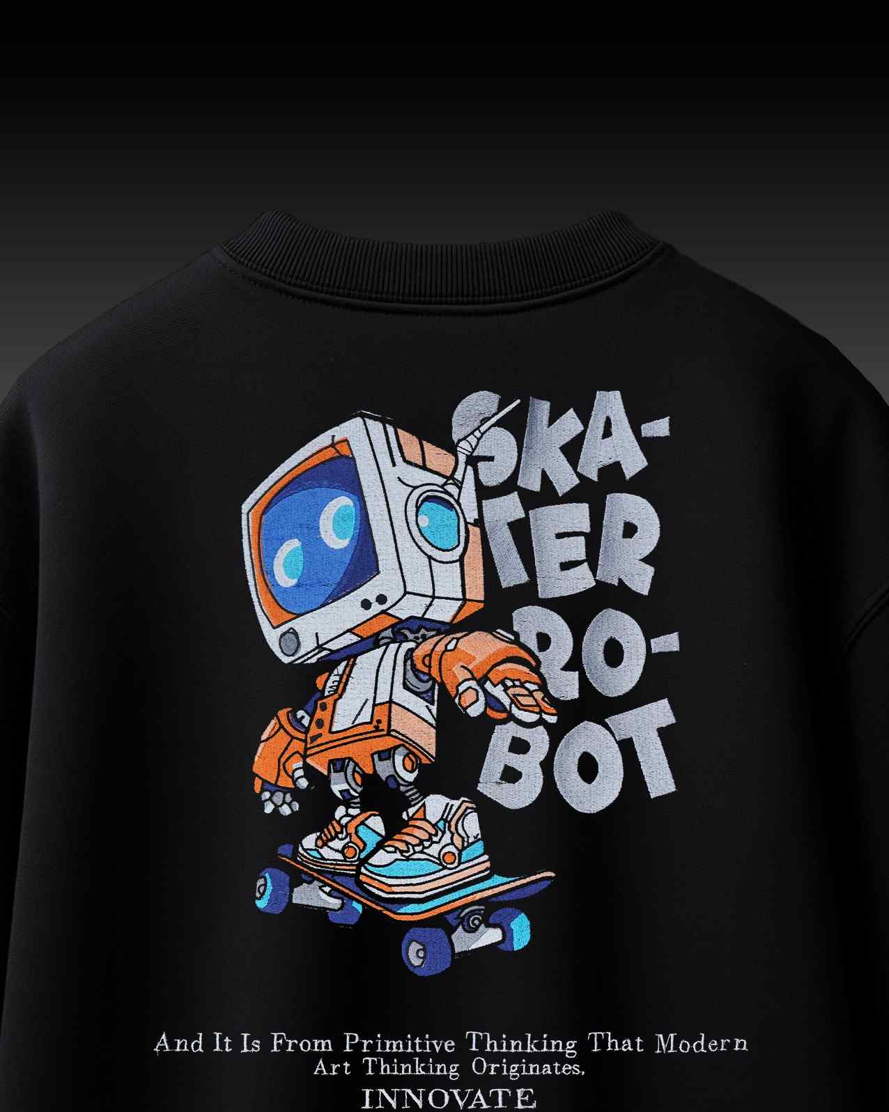 Skater-Bot Embroidery Over-Sized T Shirt