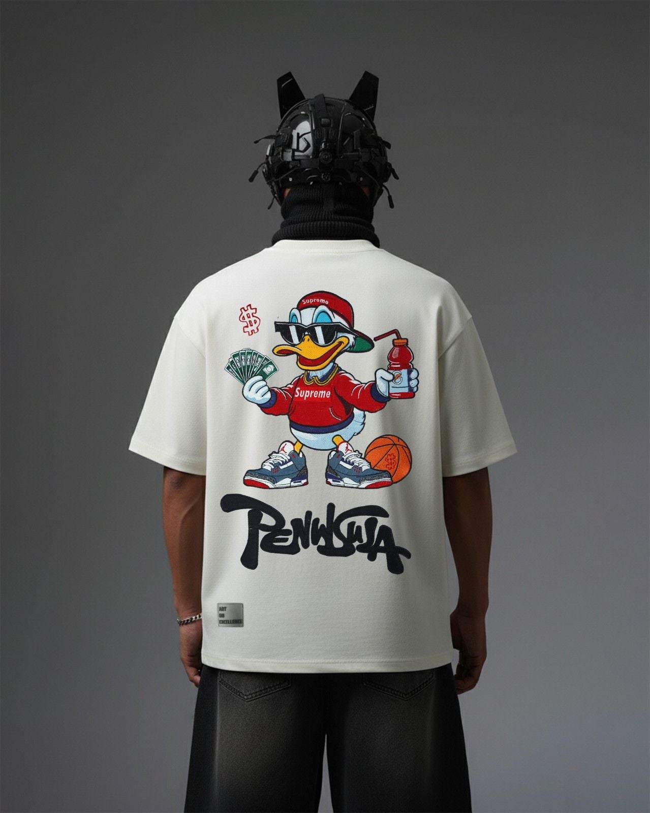 Peninsula Duck Embroidery Over-Sized T Shirt
