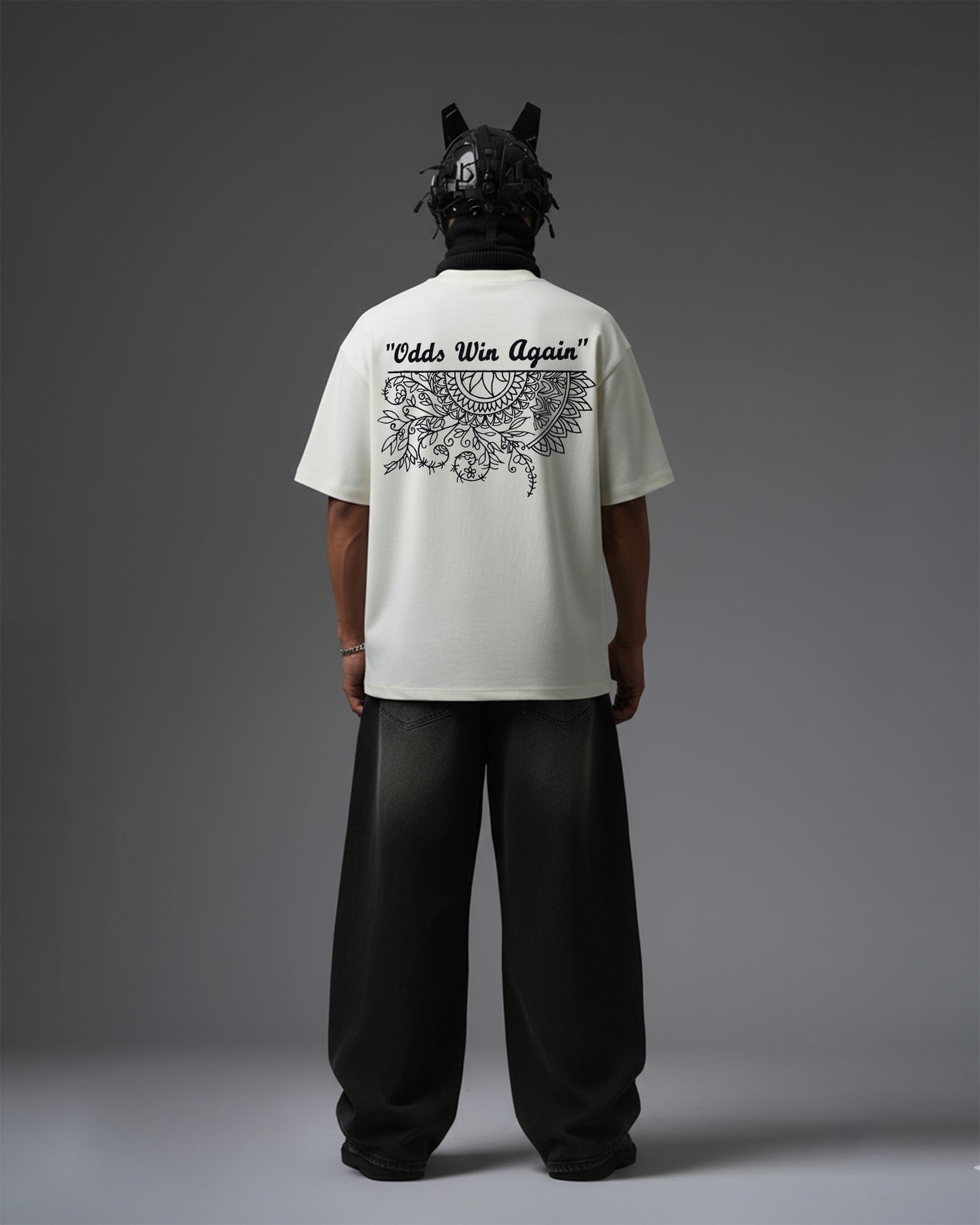 ODDS WIN AGAIN EMBROIDERY OVER-SIZED T SHIRT