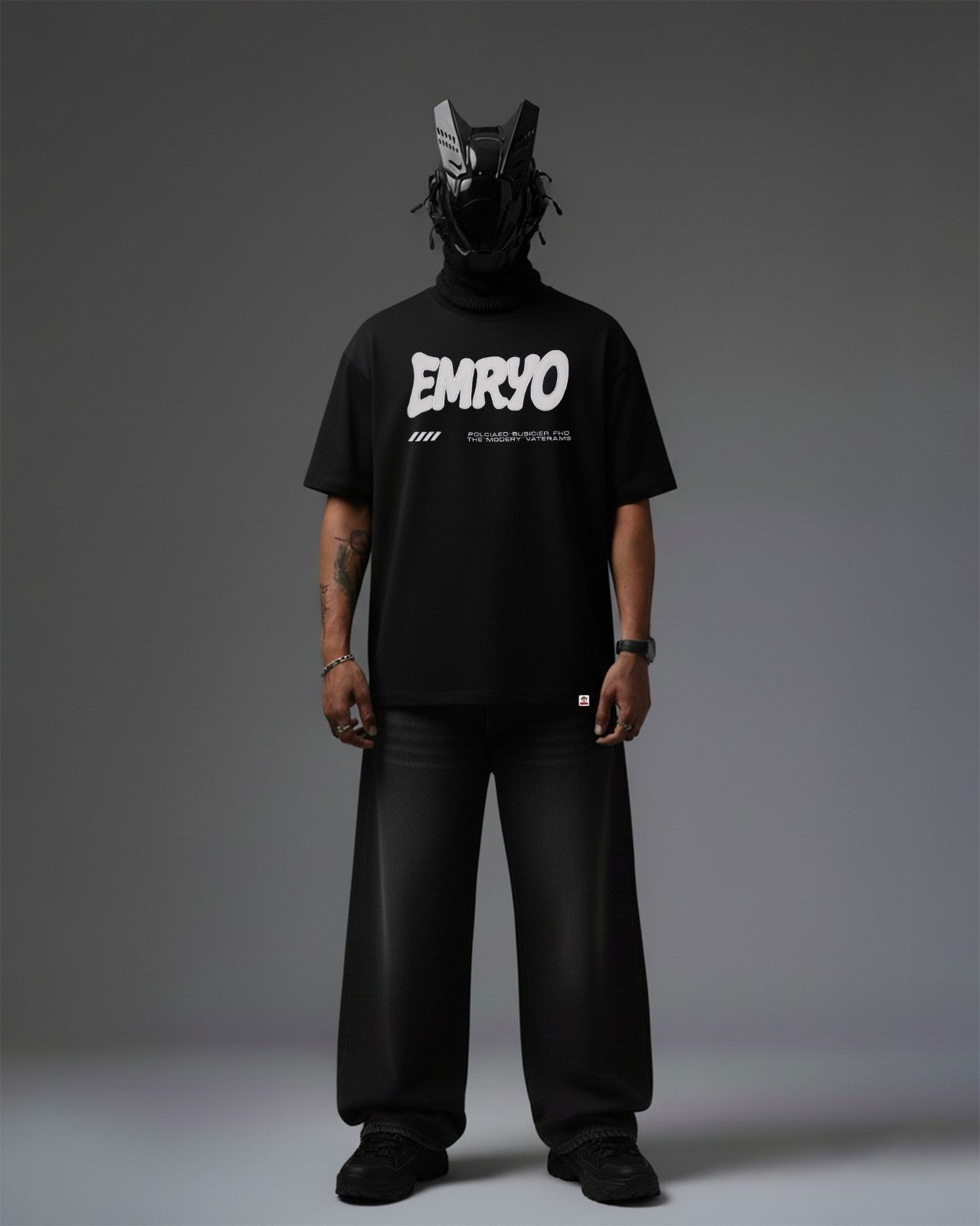 Emryo Premium Leather Embroidery Over-Sized T Shirt