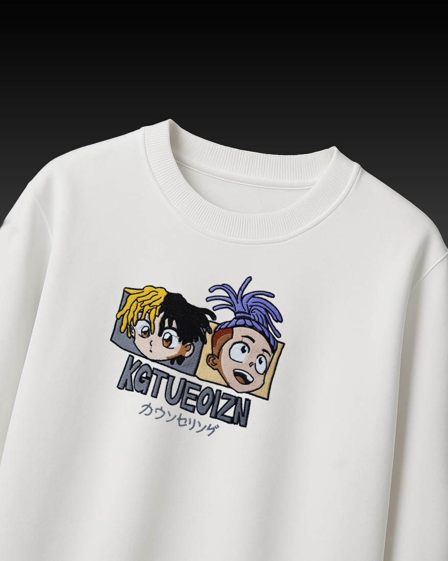 TWIN VIBES EMBROIDERY OVER-SIZED T SHIRT
