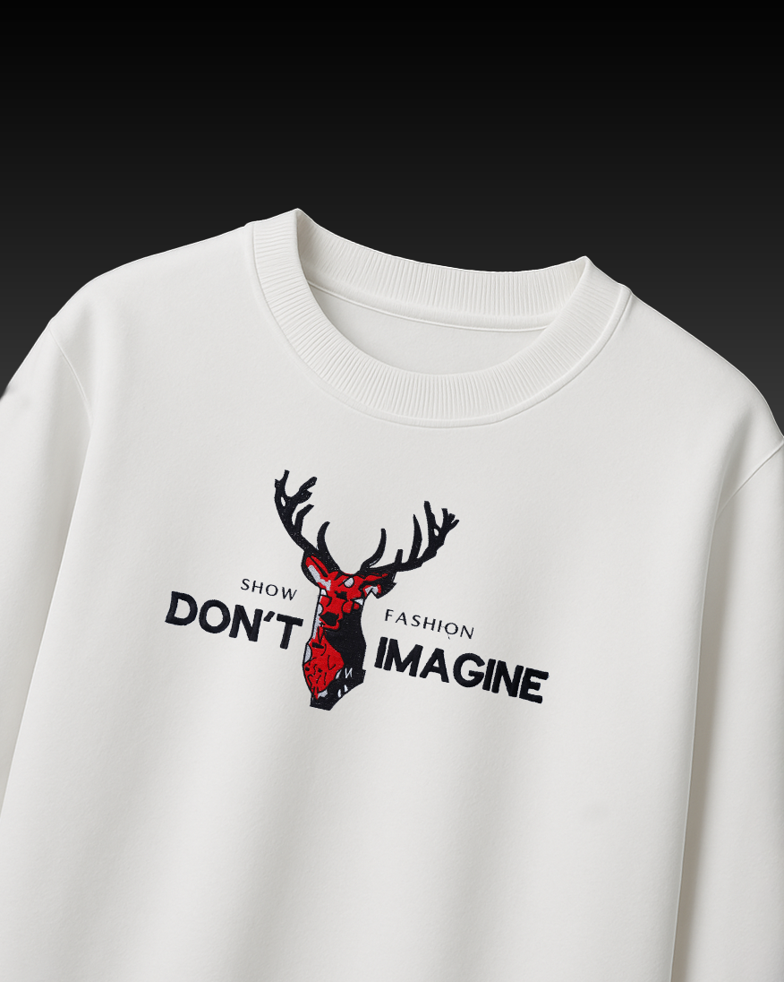 DONT IMAGINE DEER EMBROIDERY OVER-SIZED T SHIRT