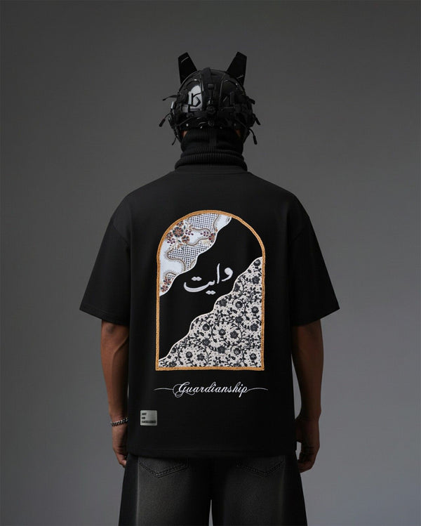 Arabic Arch Applique Embroidery Over-Sized T Shirt