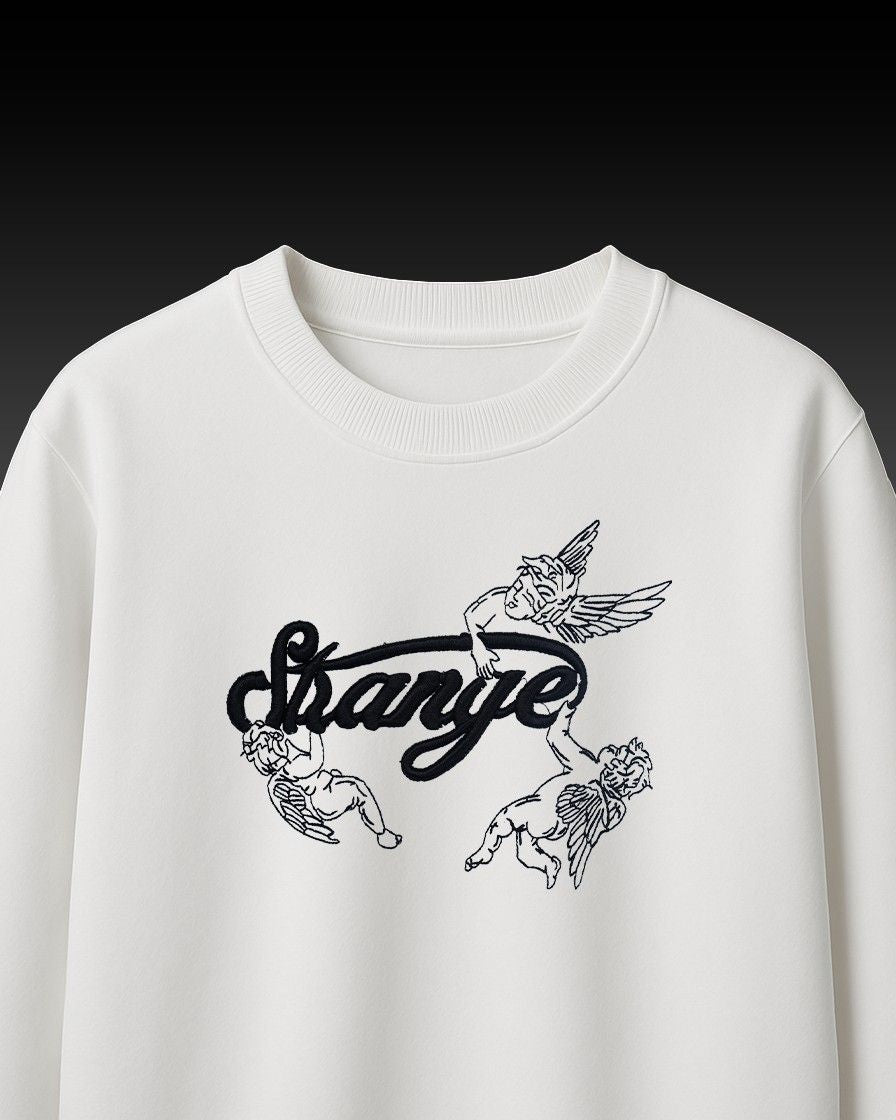 Strange Angels Embroidery Over-Sized T Shirt
