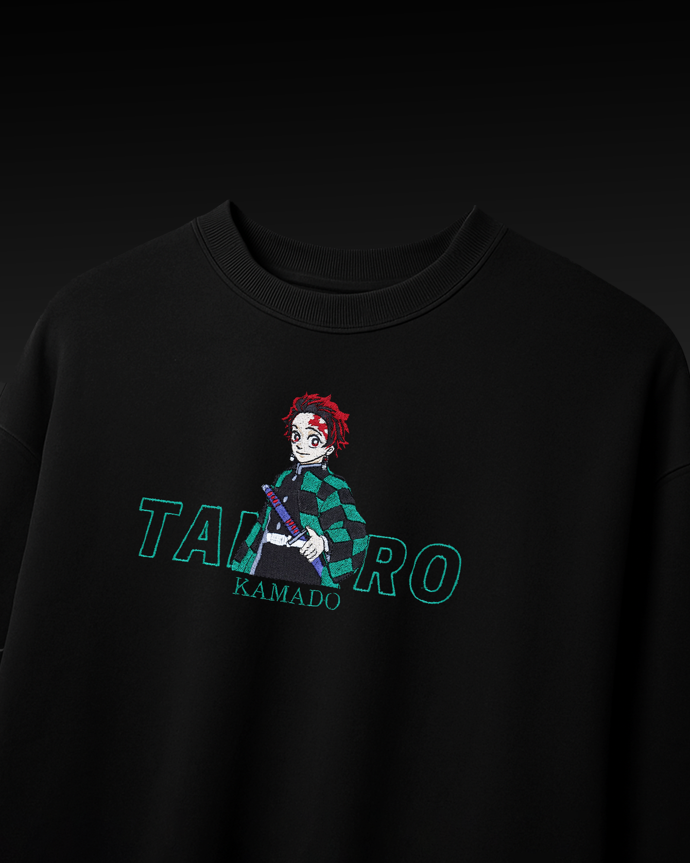 TANJIRO EMBROIDERY OVER-SIZED T SHIRT