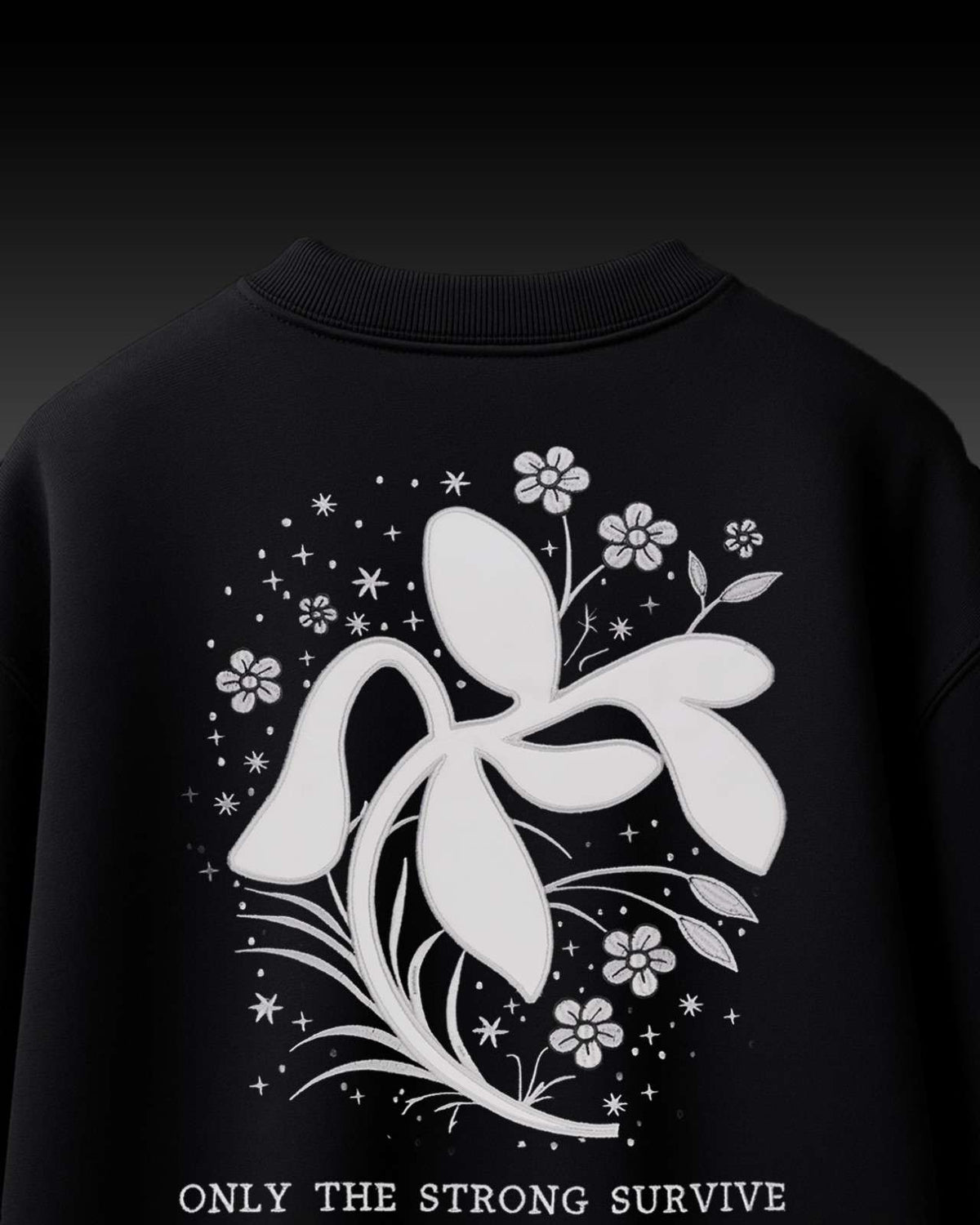 Leaves Applique Embroidery Over-Sized T Shirt