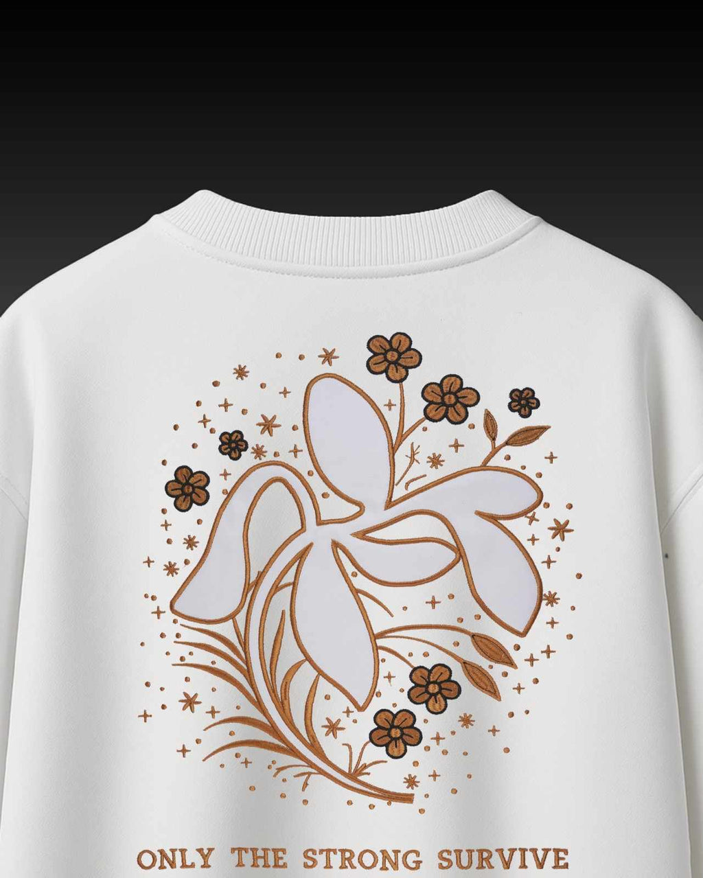Leaves Applique Embroidery Over-Sized T Shirt