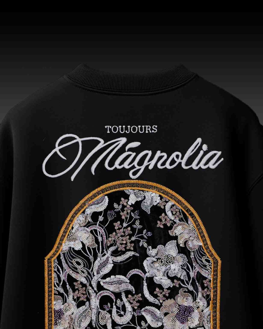 Mangolia Arch Applique Embroidery Over-Sized T Shirt