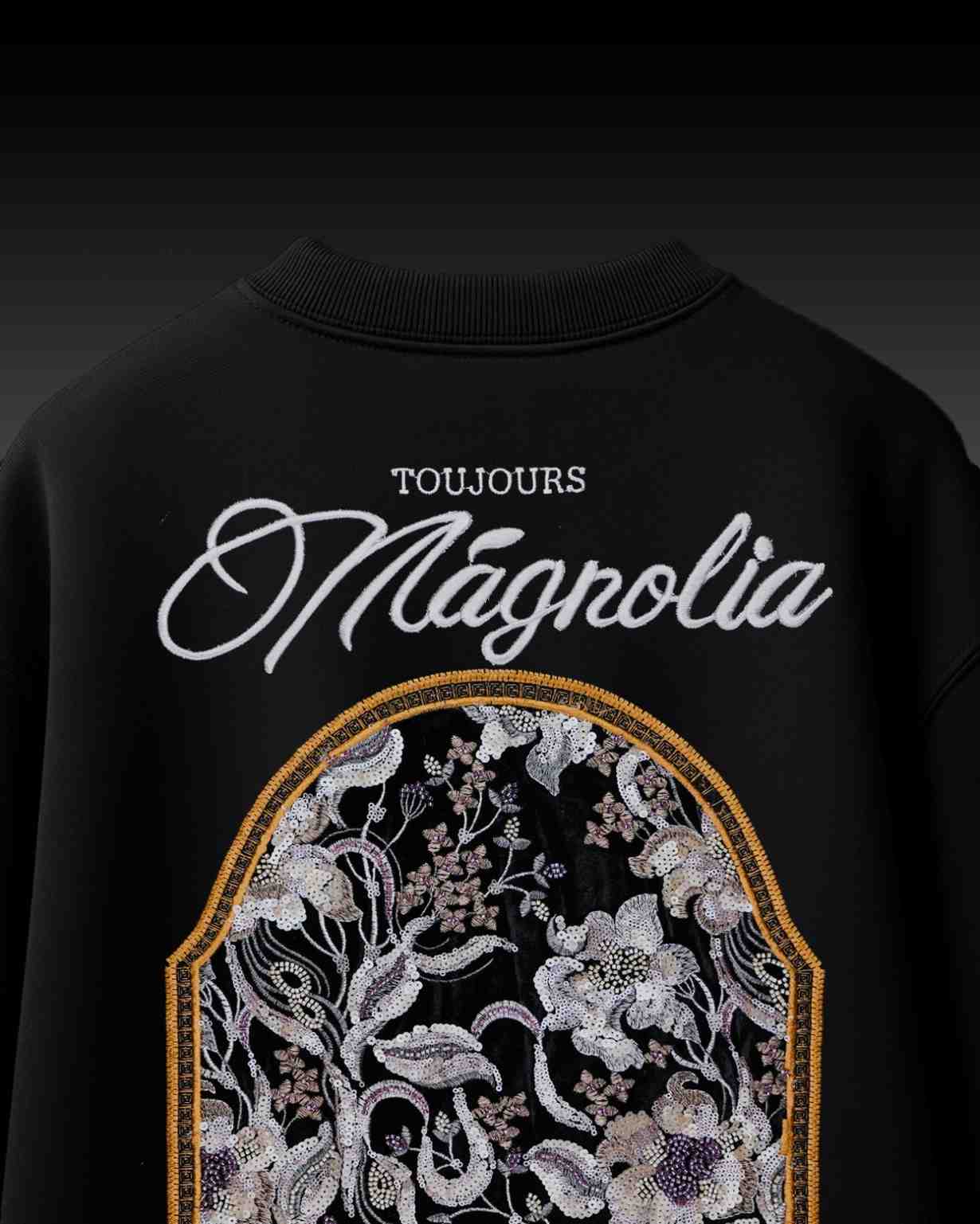 Mangolia Arch Applique Embroidery Over-Sized T Shirt
