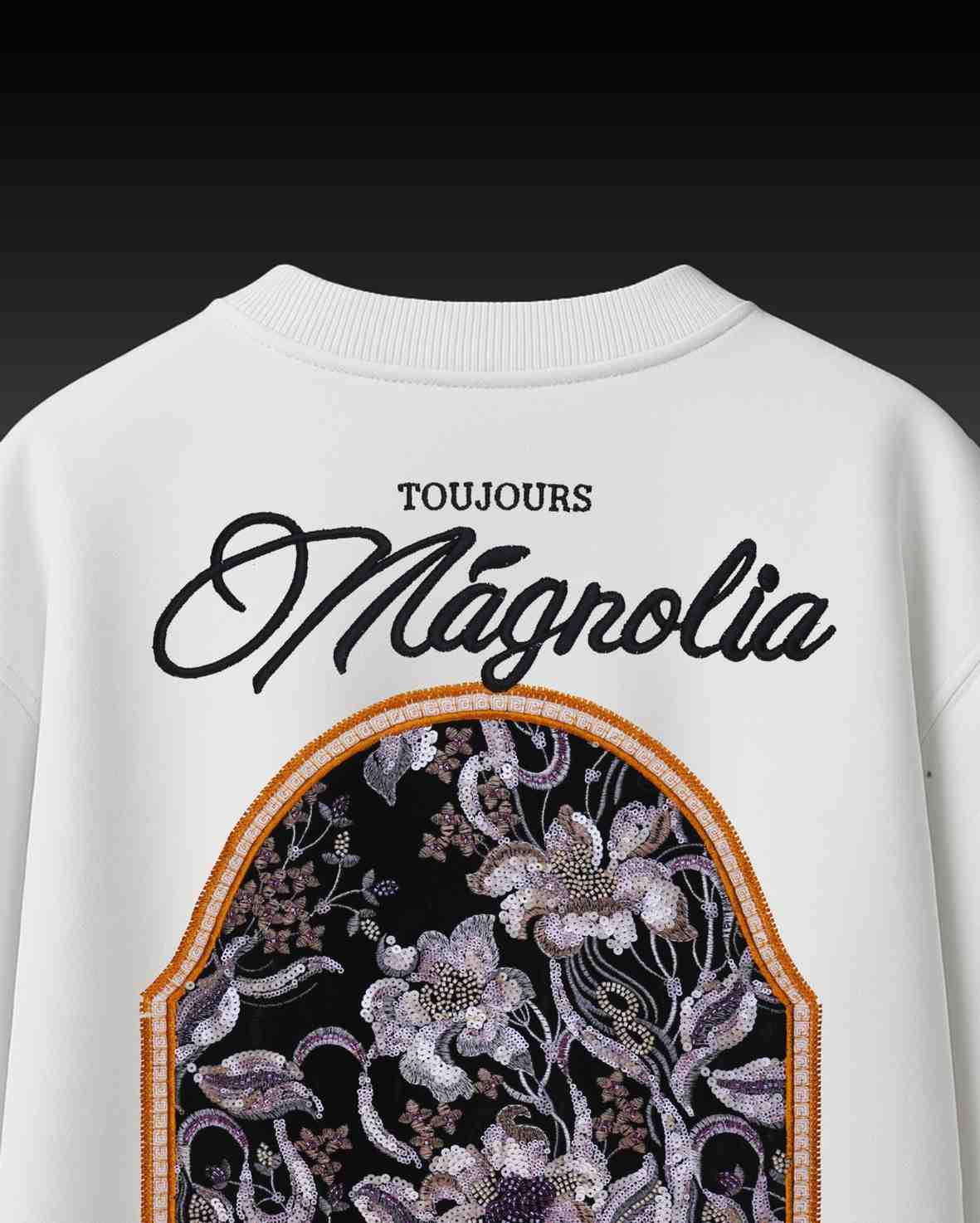 Mangolia Arch Applique Embroidery Over-Sized T Shirt