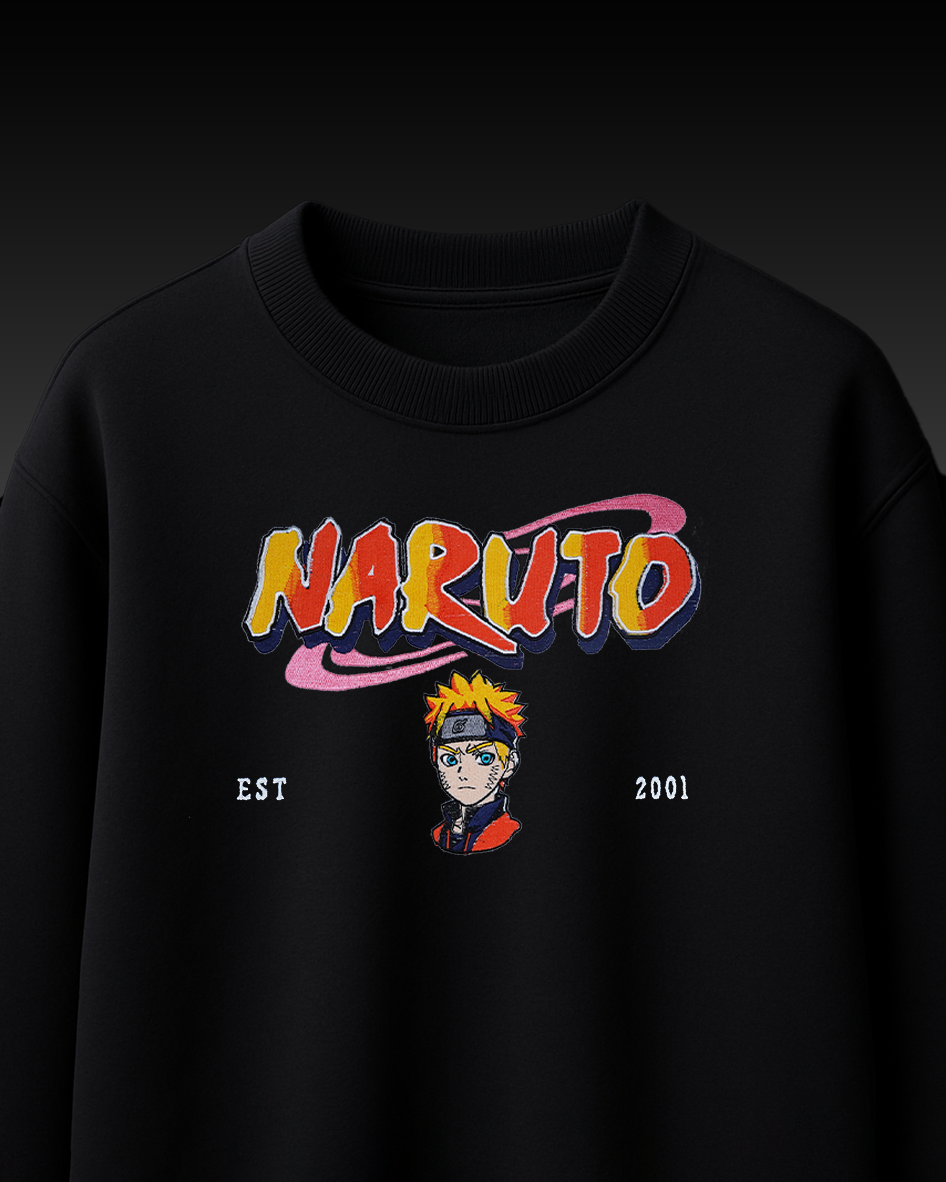NARUTO EMBROIDERY OVER-SIZED T SHIRT