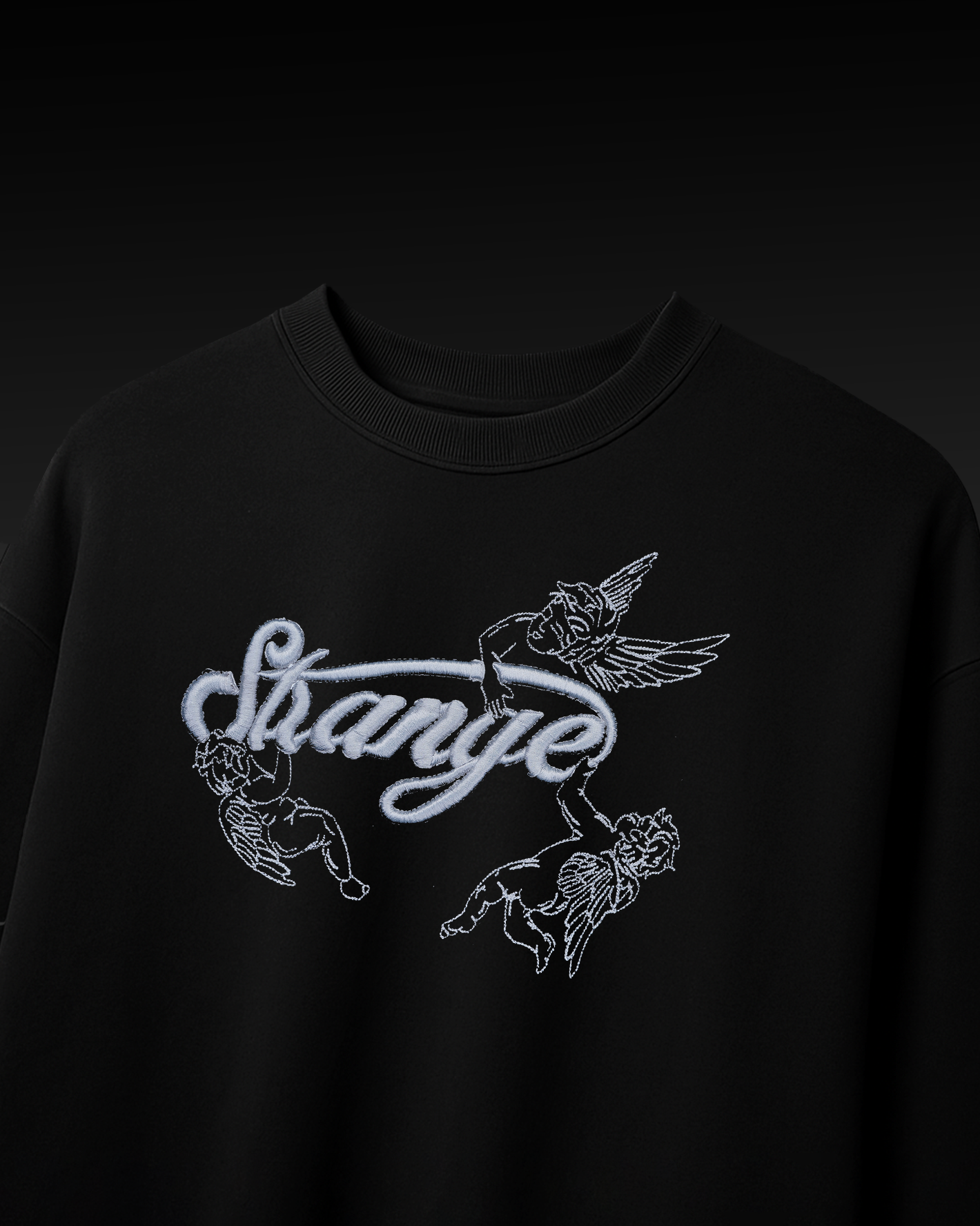 STRANGE ANGELS EMBROIDERY OVER-SIZED T SHIRT