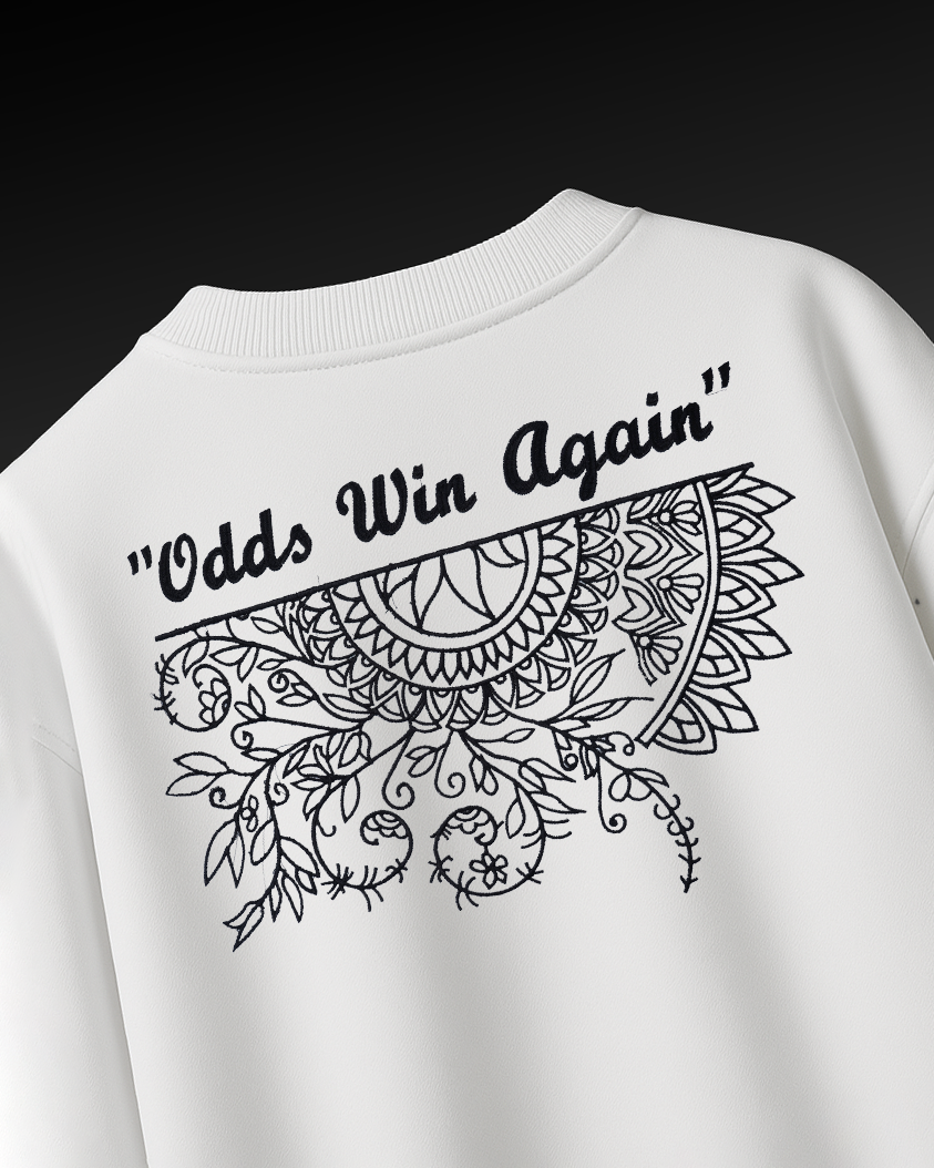 ODDS WIN AGAIN EMBROIDERY OVER-SIZED T SHIRT