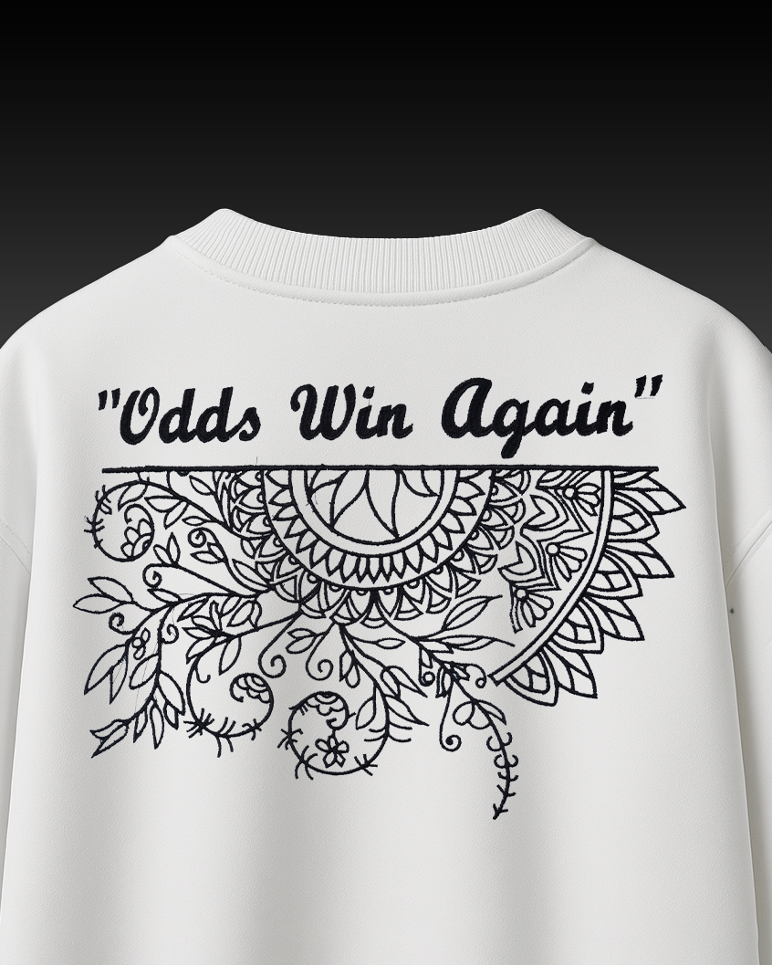 ODDS WIN AGAIN EMBROIDERY OVER-SIZED T SHIRT