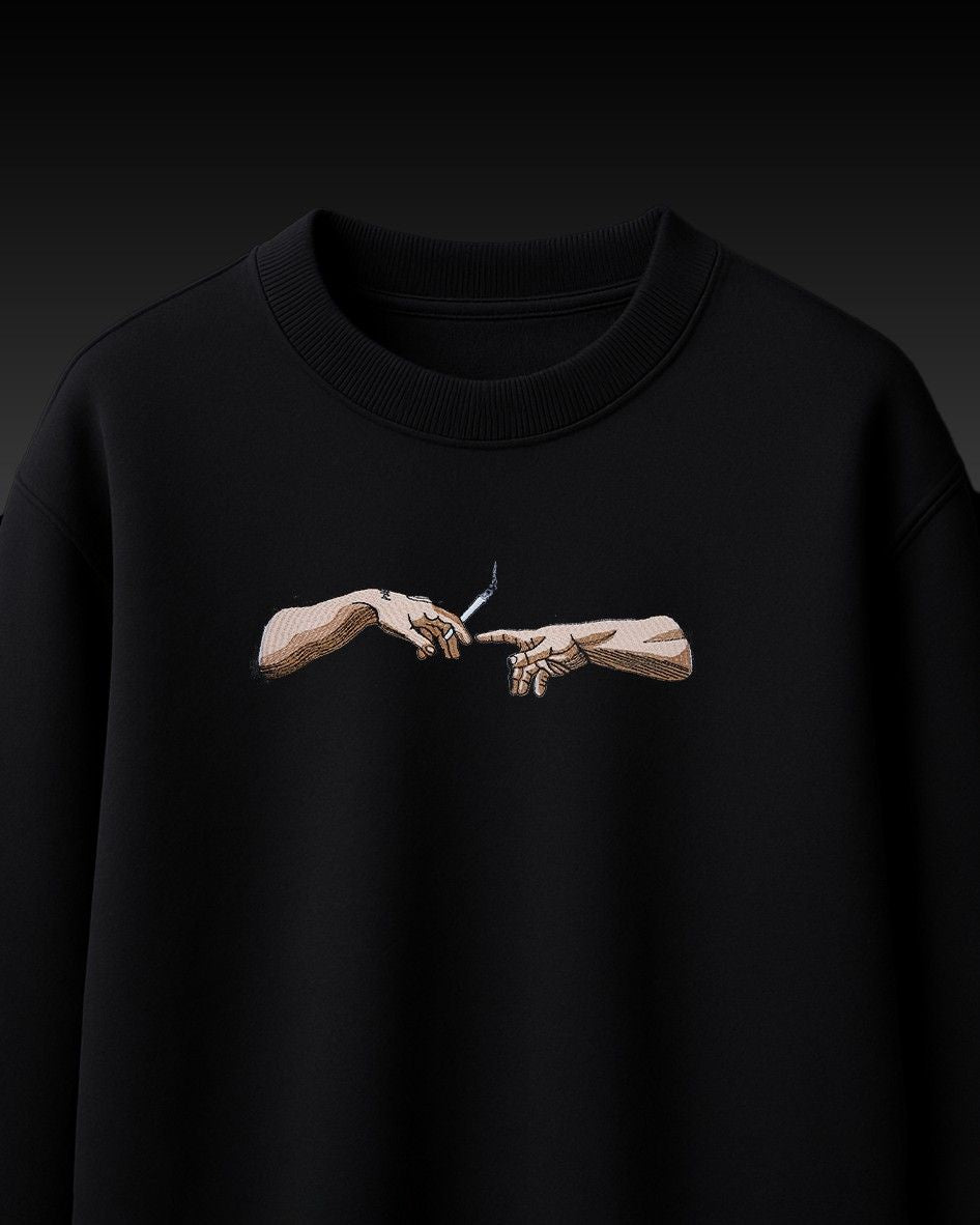 Cigar Hands Embroidery Over-Sized T Shirt