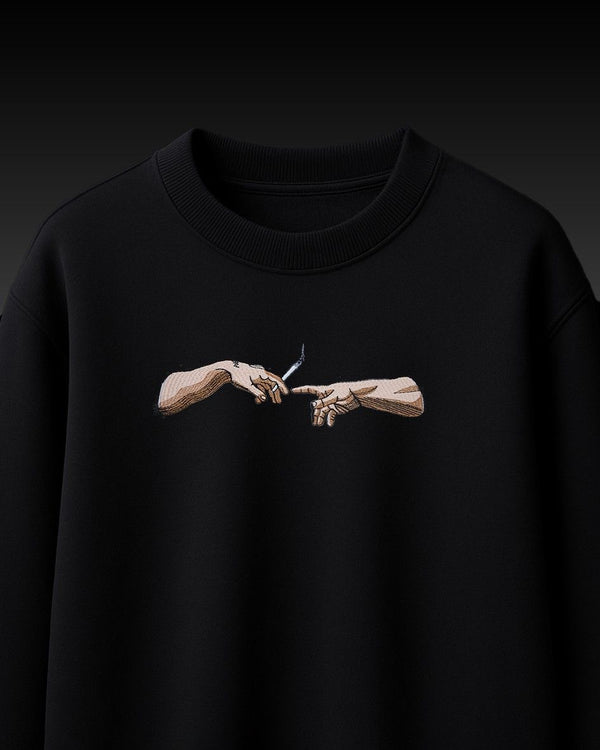 Cigar Hands Embroidery Over-Sized T Shirt