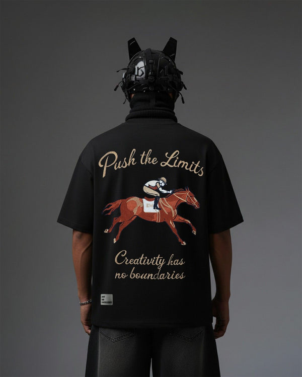 Horse Beyond Limits Embroidery Over-Sized T Shirt