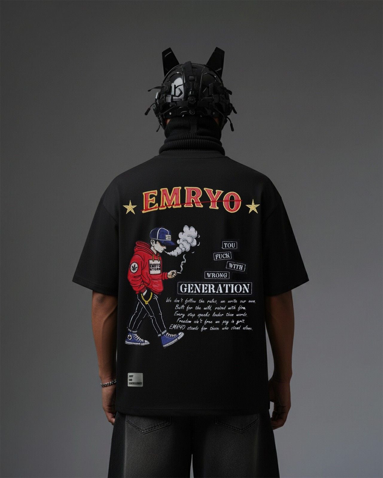 Stoner Boy Embroidery Over-Sized T Shirt