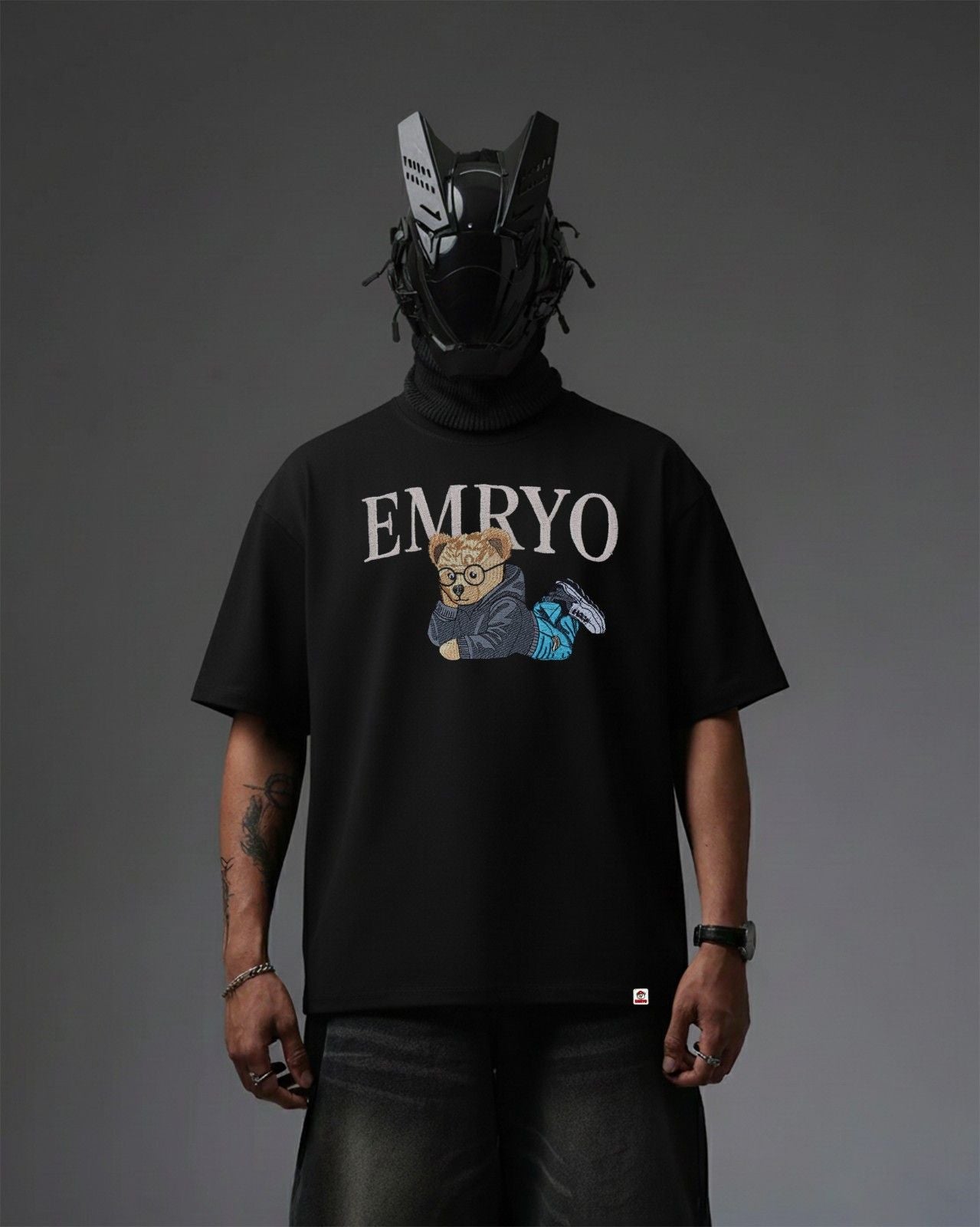 Lazy Bear Embroidery Over-Sized T Shirt