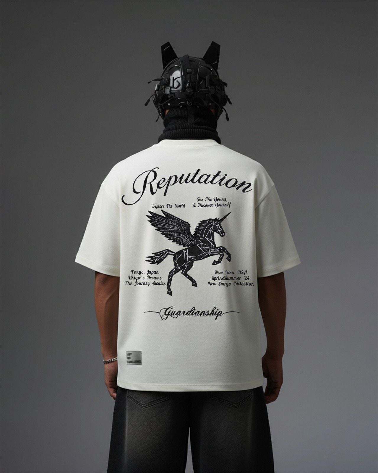 Reputation Unicorn Leather Embroidery Over-Sized T Shirt