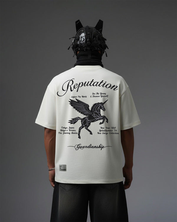 Reputation Unicorn Leather Embroidery Over-Sized T Shirt