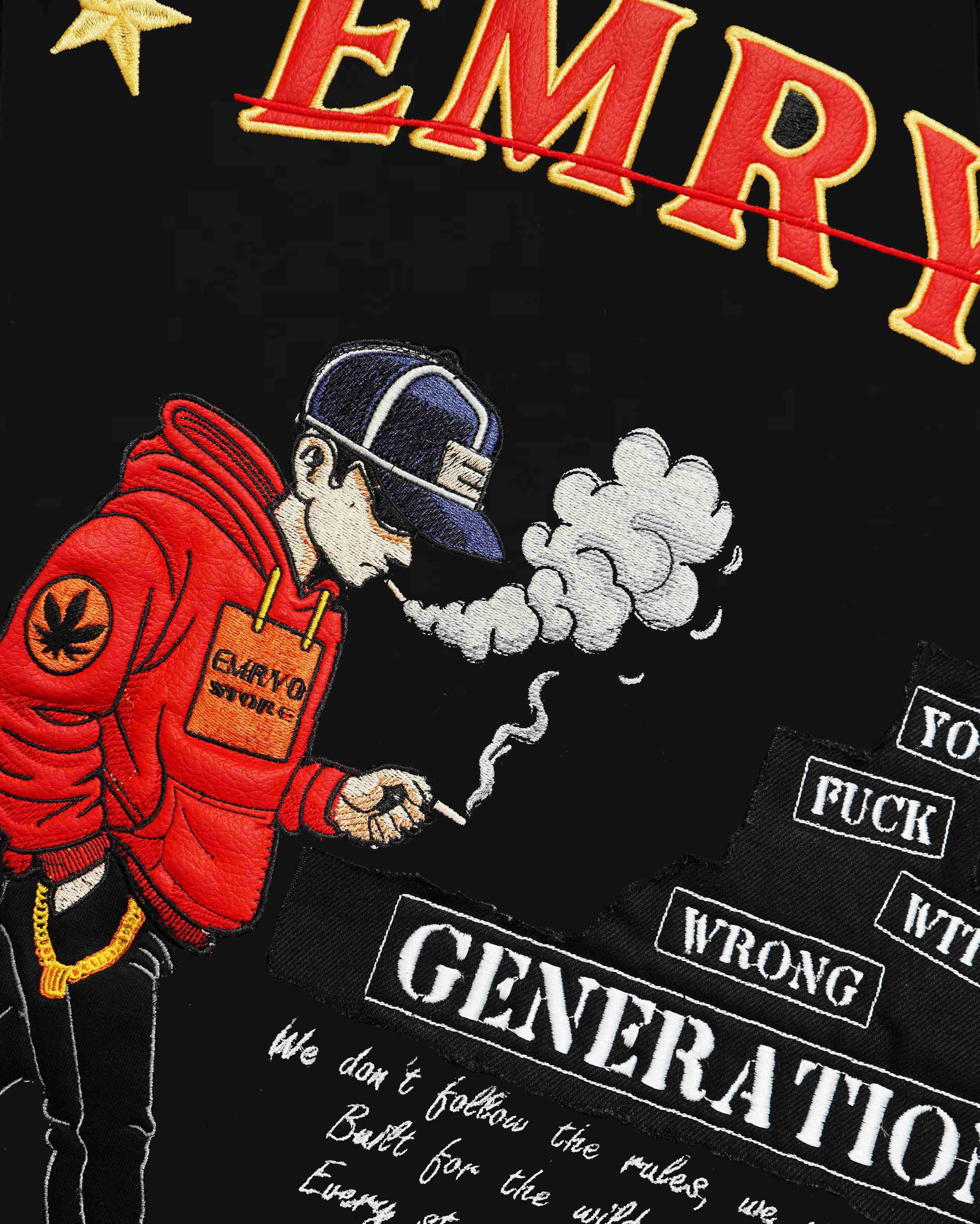 SMOKER EMBROIDERED APPLIQUE OVER-SIZED HOODIE