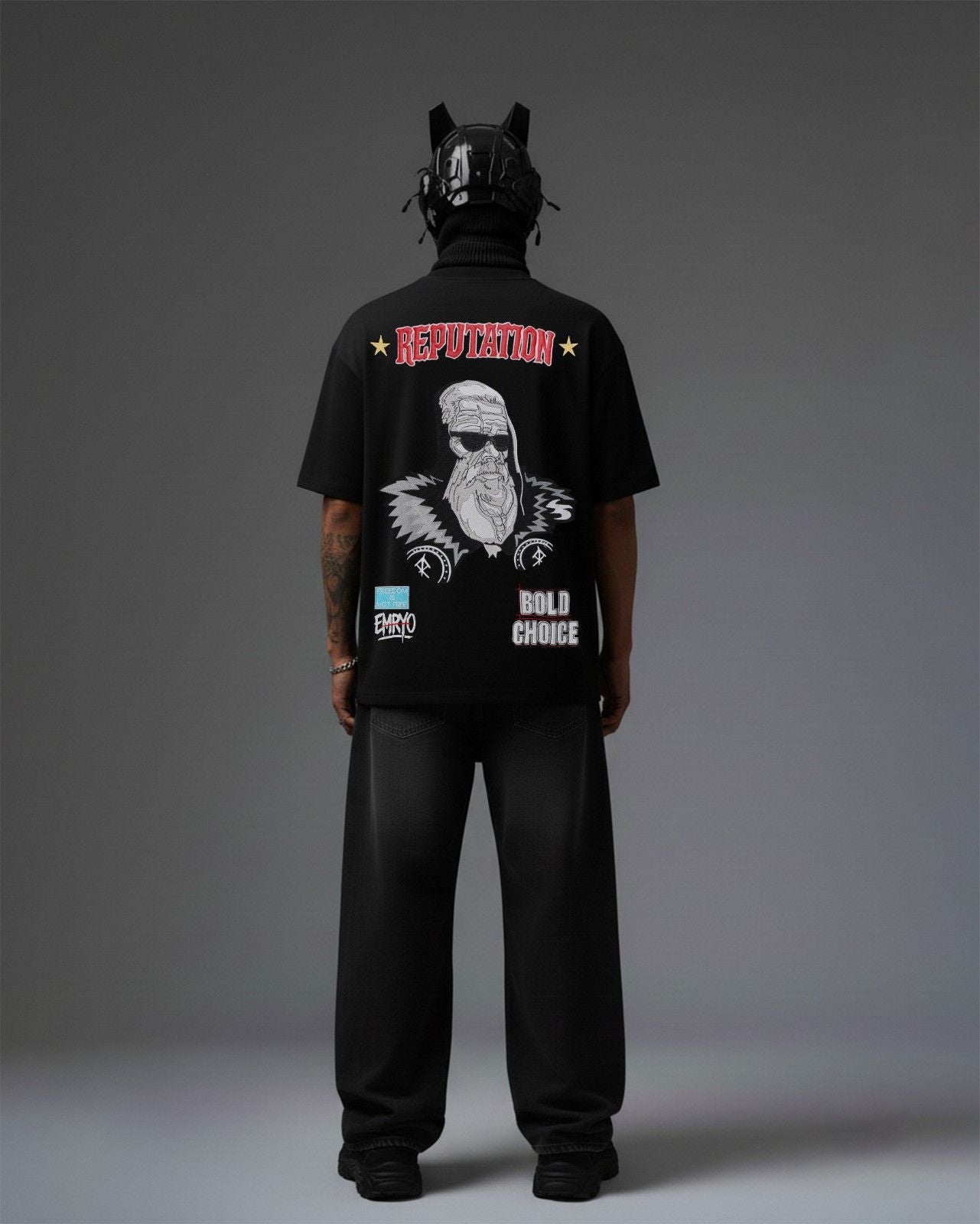 Old Man Reputation Embroidery Over-Sized T Shirt