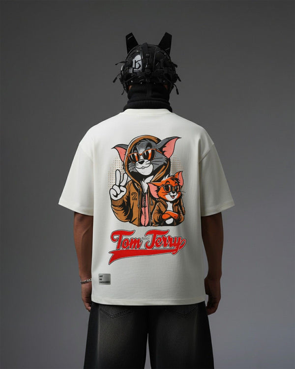 Tom And Jerry Vibe Embroidery Over-Sized T Shirt