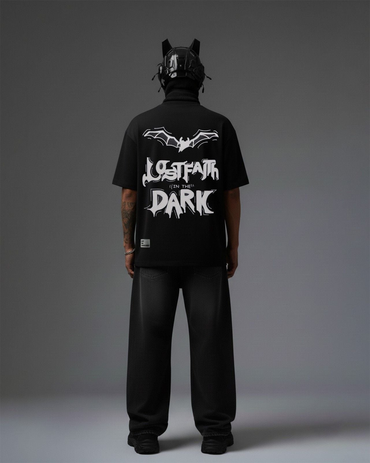 Lost Faith In Dark Embroidery Over-Sized T Shirt
