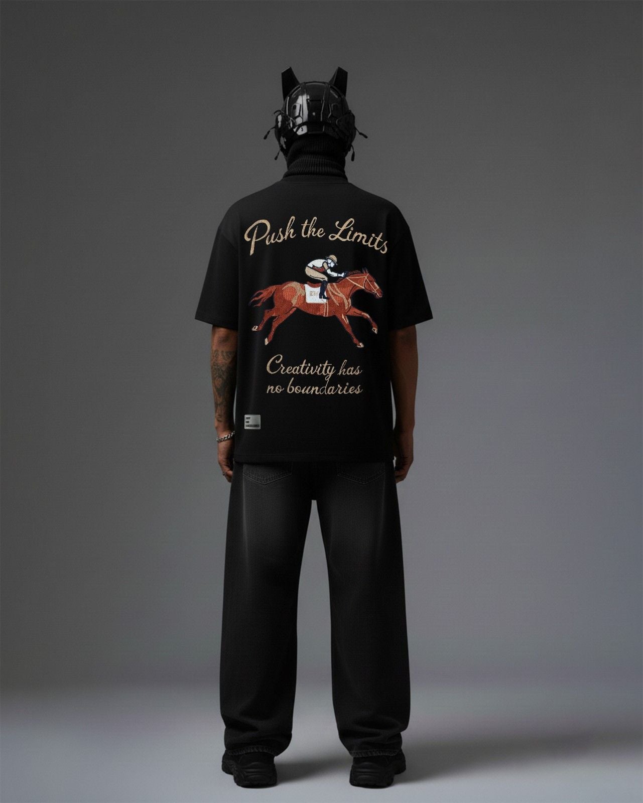 Horse Beyond Limits Embroidery Over-Sized T Shirt