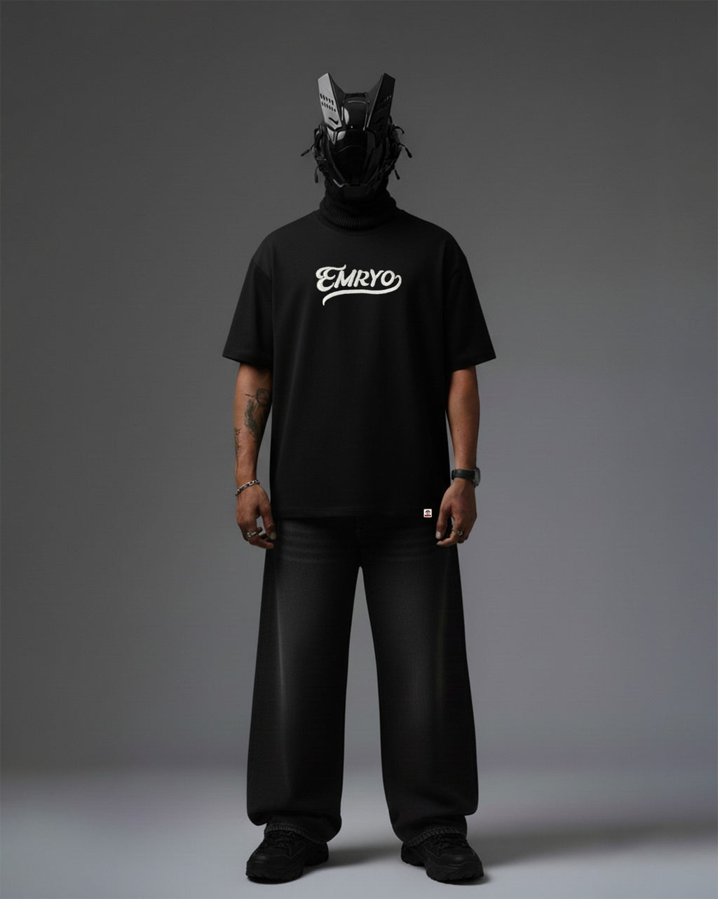 Devil Eye Appliqué with Embroidery Oversized T-Shirt