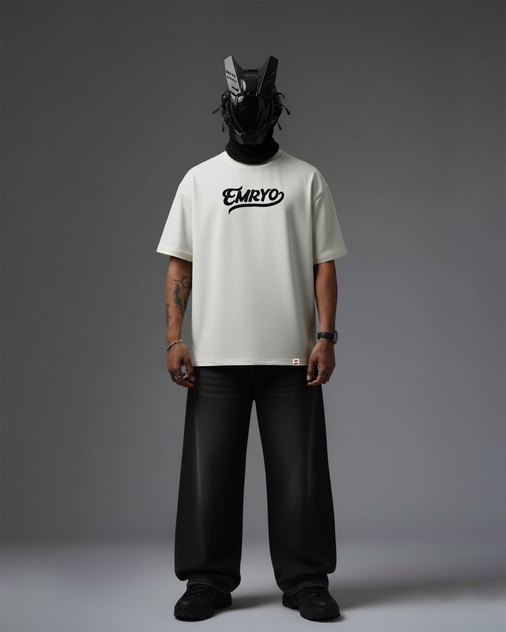 Devil Eye Appliqué with Embroidery Oversized T-Shirt