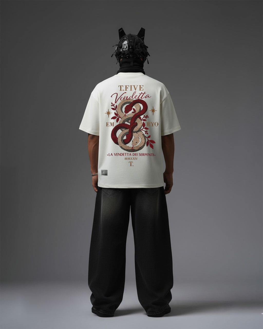 Vendetta Snake Embroidery Oversized T-Shirt