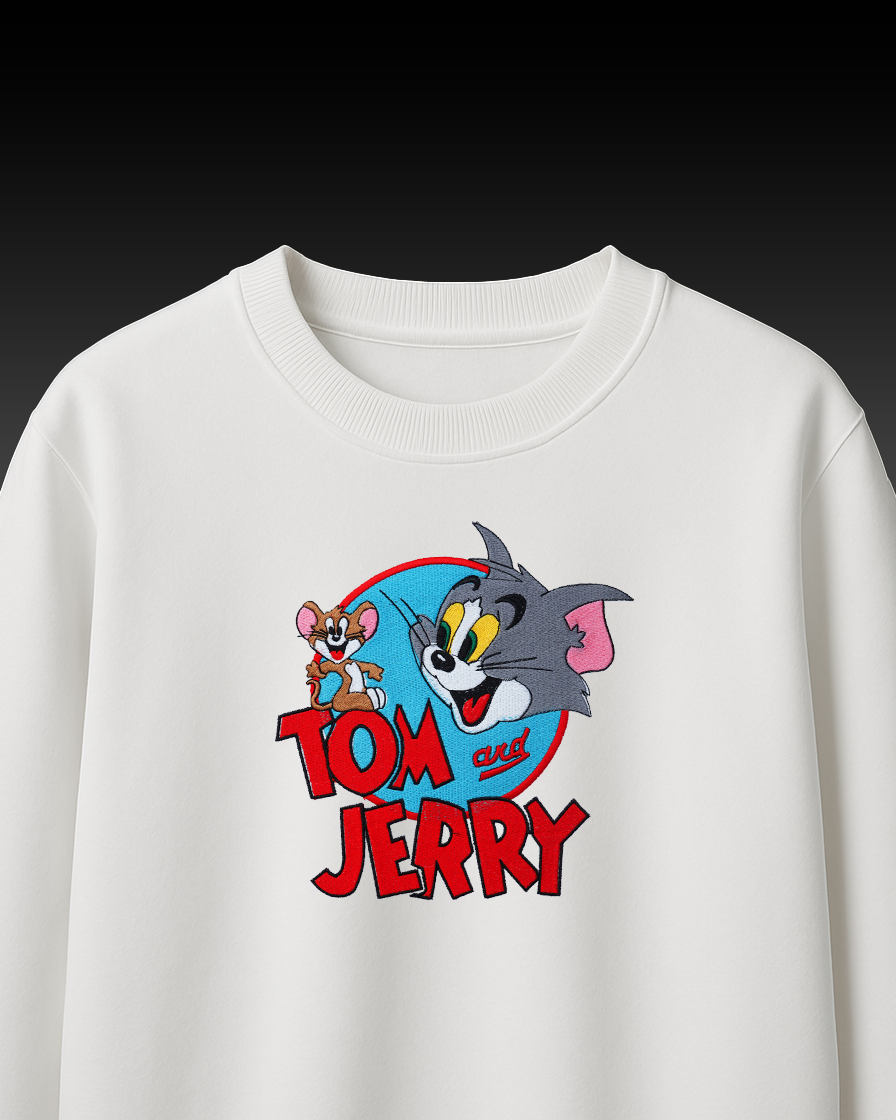TOM & JERRY EMBROIDERY OVER-SIZED T SHIRT